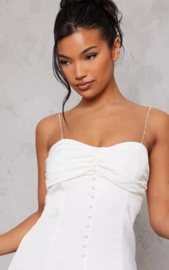 White Satin Diamante Strap Button Detail Bodycon Dress -Serenova Dresses Shop cc7af25dac44ca0e18cfd6e67889f31542958b26 cnb9166 4