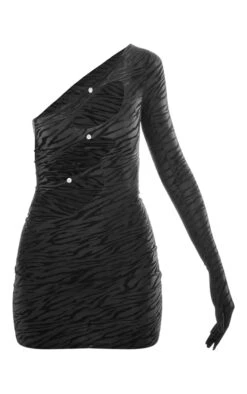 Black Zebra Print Devore Extreme Cut Out One Sleeve Dress -Serenova Dresses Shop cd33e89ed0f8cb5ac463983d1340538c3714e8ee cna1449 5