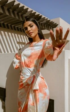 Orange Watercolour Print Tassel Tie Wrap Maxi Dress -Serenova Dresses Shop cd87885cff8f0a9b645330ba0672dd64201aeb0c cmq5750 4