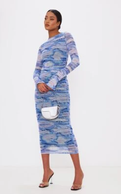 Tall Denim Print Ruched Midaxi Dress