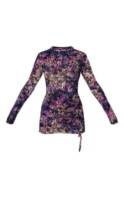 Multi Flocked Mesh Ruched Long Sleeve Bodycon Dress -Serenova Dresses Shop d1aa9e61c24028a8147650c14b5b95874d031753 cnc2241 5