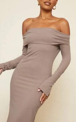 Taupe Fold Detail Ruched Sleeve Maxi Dress -Serenova Dresses Shop d2ea425b738e7ca1059a215e9400e10ed6c0d65d cnd0008 4