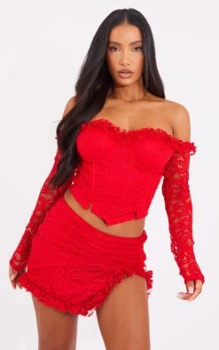 Red Woven Sheer Lace Mini Skirt -Serenova Dresses Shop d3e61968dc65b3f65f3a458db3679d98773d1271 cna9331 4