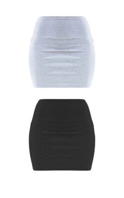 Black And Grey Basic Cotton Blend Jersey 2 Pack Mini Skirt -Serenova Dresses Shop d485d36821529923077024e03476a7539fc41c8b cmp0772 6