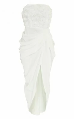 White Applique Rose Detail Draped Midaxi Dress -Serenova Dresses Shop d59aeb8557fe96fa3fbb7ae6553d8590f0f9232d cnd2021 5