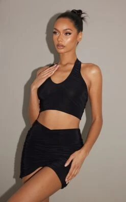 Black Slinky Ruched Wrap Over Mini Skirt -Serenova Dresses Shop d607637bddbad1ed3f58663bd29ec3298a456020 cmw2485 4