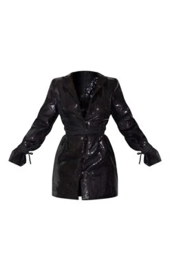 Black Sequin Tie Cuff Detail Blazer Dress -Serenova Dresses Shop d650d035f17a389c8ac834e6e9c73e6253ad6474 cmu6388 5
