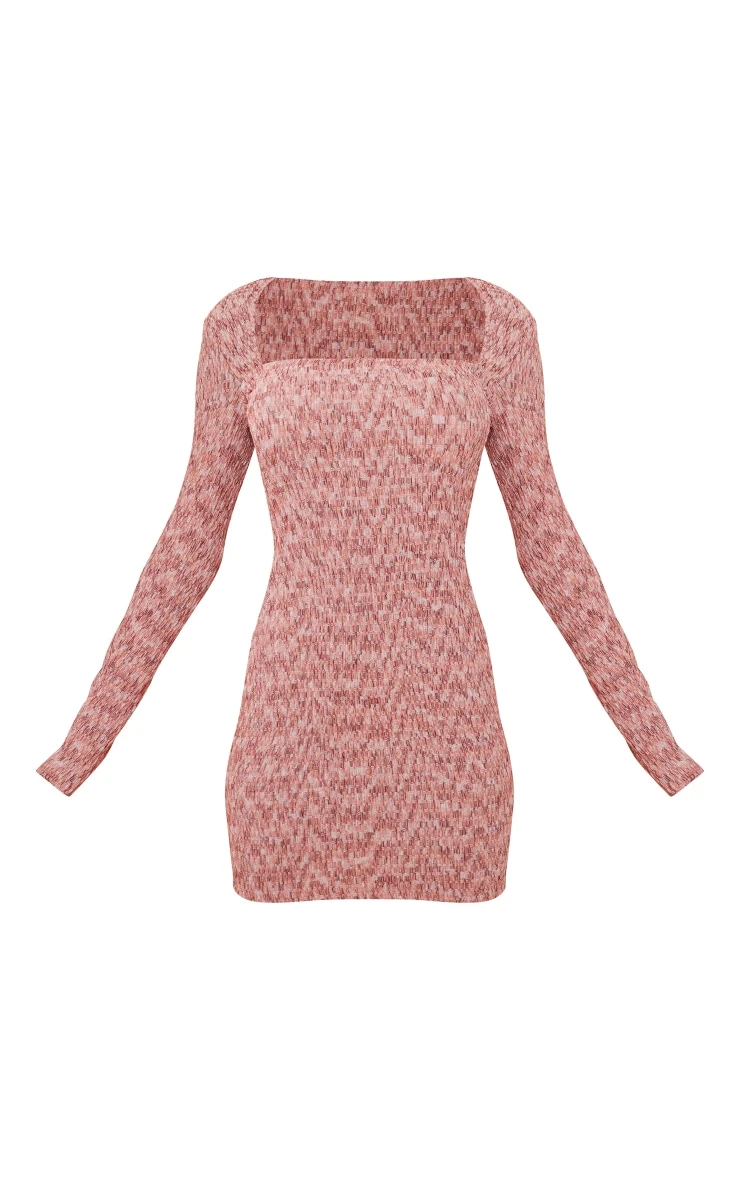 Pink Space Dye Shirred Cap Sleeve Bodycon Dress 5 Pink Space Dye Shirred Cap Sleeve Bodycon Dress - Image 5