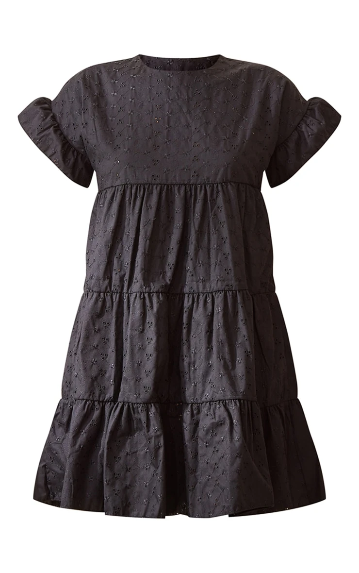Black Broderie Anglaise Smock Dress 5 Black Broderie Anglaise Smock Dress - Image 5