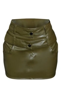 Petite Khaki Button PU Mini Skirt -Serenova Dresses Shop da0a70d9e1c962ae18995060abb255a8edb6e4e2 cnd0138 5