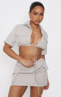 Petite Stone Cargo Mini Skirt