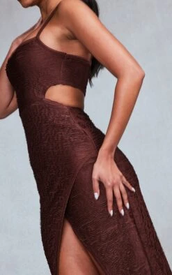 Chocolate Pleated Open Back Strappy Midaxi Dress -Serenova Dresses Shop dbe3a7ccecbbc2b05cb6729e7ac350f2bb7f209d cnb7294 4