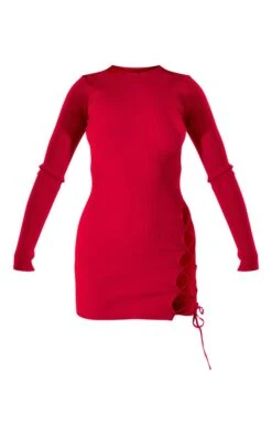 Red Lace Up Back Knitted Mini Dress -Serenova Dresses Shop dd5568b7171b447ebb76893771ae4a9541ab9dbf cnc3227 5