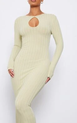 Sage Wide Rib Keyhole Cut Out Long Sleeve Maxi Dress -Serenova Dresses Shop e157a98321f49b8bec8f9dc0b8afa85867f686dd cnd1319 4