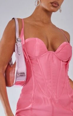 Bright Pink Satin Corset Cup Detail Bodycon Dress -Serenova Dresses Shop e48c4e4f40dc0cc01ebb92fcab24823829b19d7f cnb0759 4