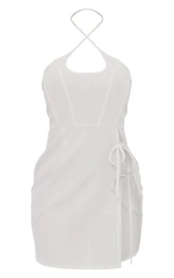 Cream Linen Look Halterneck Tie Detail Corset Bodycon Dress -Serenova Dresses Shop e568cbd1ae75babf640fcdef2f5a740c5c900c1e cnd2197 5