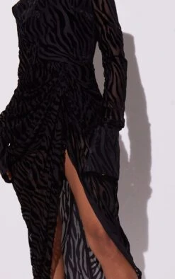 Black Zebra Devore High Neck Draped Midi Dress -Serenova Dresses Shop e5e4d89b13ce3f8eec38b7e60108e15d69f7eb1d cmu4283 5