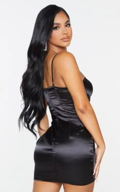 Petite Black Satin Strappy Straight Neck Bodycon Dress -Serenova Dresses Shop e6a5ec7dec77411f5843ffa2603bb463f0942c32 clu9974 3
