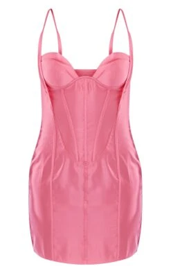 Bright Pink Satin Corset Cup Detail Bodycon Dress -Serenova Dresses Shop e81429dd124c4c7f8d47ede692000ba50354aa1e cnb0759 5