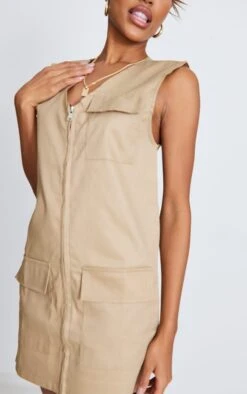 Camel Cargo Pocket Detail Sleeveless Dress -Serenova Dresses Shop ea5878c212216dd7da8a6612ba552ced5ec5fbcb cnd1297 4