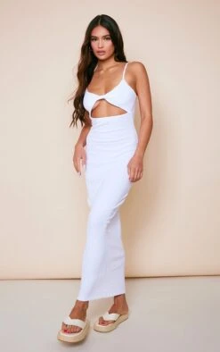 White Textured Rib Twist Cut Out Midaxi Dress -Serenova Dresses Shop eca7c6c4b3eb520068061ecc9021d90e54def53c cnd5401 3