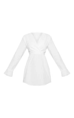 White Cotton Tie Open Back V Neck Shift Dress -Serenova Dresses Shop ed0f66e30abd084ad0bb3b2c4a652badc63c588a cnc7001 5