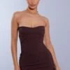 Petite Chocolate Lace Up Detail Fitted Bodycon Dress