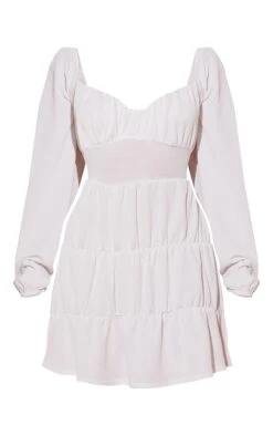 White Textured Back Strap Detail Tiered Shift Dress -Serenova Dresses Shop f4c60bc0080f8664df6732bf80879a40bfcaf79a cmz2237 6