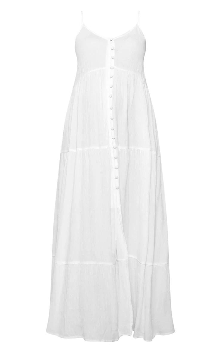 Maternity White Strappy Linen Look Dress 5 Maternity White Strappy Linen Look Dress - Image 5