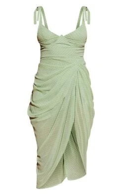Sage Green Polka Dot Draped Underwire Detail Midi Dress -Serenova Dresses Shop f7a6cba671ad9d1b8e44b4c594cc5b966ce93b3a cmy0040 5