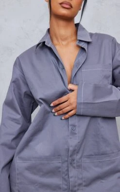 Charcoal Contrast Stitch Pocket Cargo Shirt Dress -Serenova Dresses Shop f90dc379b2f8a78db9815ac1f8f075a606630ef0 cnd1262 4