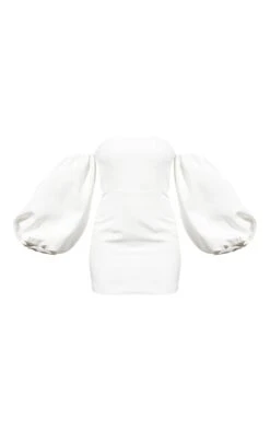 BRIDAL White Long Puff Sleeve Bardot Bodycon Dress 9 BRIDAL White Long Puff Sleeve Bardot Bodycon Dress -Serenova Dresses Shop f96ba8ba293a5c4858396f691b09fde694dcb9a3 cnd9176 5