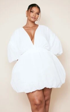 Plus White Textured Puffball Shift Dress -Serenova Dresses Shop f9e3ca1fe3c8f3d74fa10fa75fb961af0978f69e cne0679 3