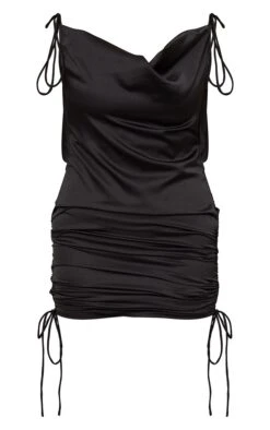 Black Satin Cowl Neck Ruched Sides Strappy Bodycon Dress 9 Black Satin Cowl Neck Ruched Sides Strappy Bodycon Dress -Serenova Dresses Shop fe1d7d9ff5c4867231fb08db4cd03589e67de66c CMZ9696 5
